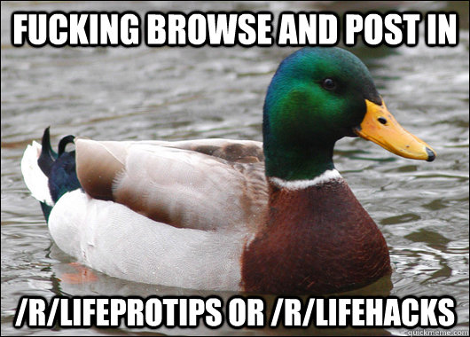 fucking browse and post in rlifeprotips or rlifehacks - Actual Advice Mallard