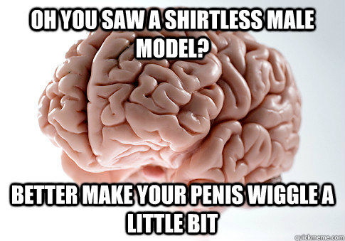 oh you saw a shirtless male model better make your penis wi - Scumbag Brain