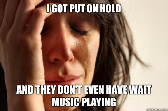 I got put on hold And they dont even have wait music playing - First World Problems