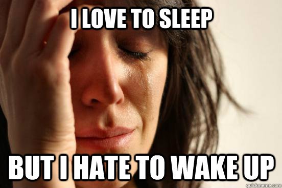 i love to sleep but i hate to wake up - First World Problems