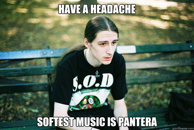 have a headache softest music is pantera - First World Metal Problems