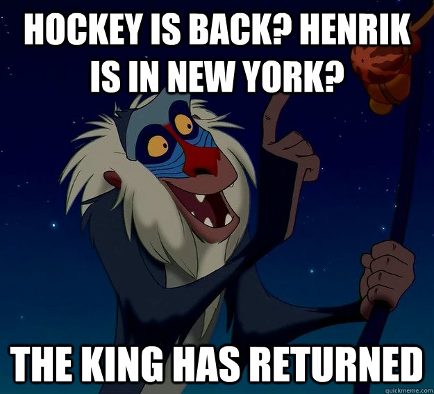 hockey is back henrik is in new york the king has returned - NHL HENRIK