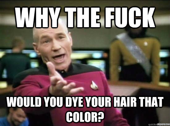 why the fuck would you dye your hair that color - Annoyed Picard HD