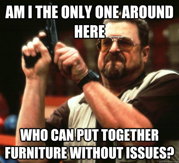 am i the only one around here who can put together furniture - Angry Walter