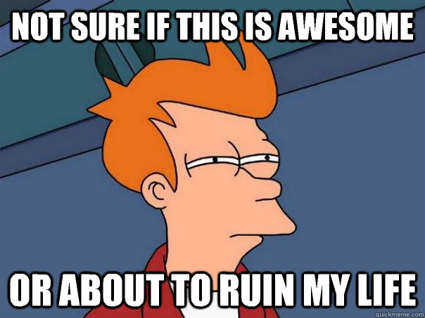 not sure if this is awesome or about to ruin my life - Futurama Fry