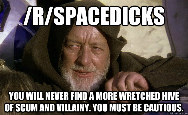 rspacedicks you will never find a more wretched hive of sc -