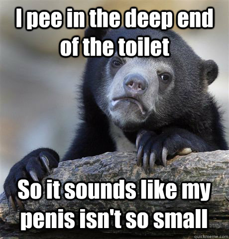 i pee in the deep end of the toilet so it sounds like my pen - Confession Bear