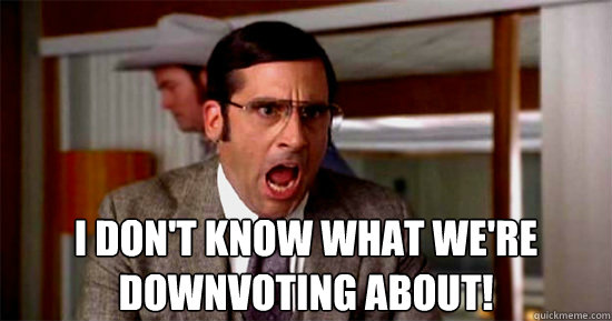 i dont know what were downvoting about - Brick Tamland Rioting