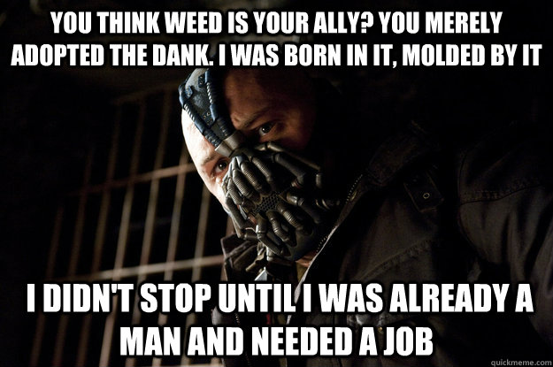 you think weed is your ally you merely adopted the dank i - Academy Bane