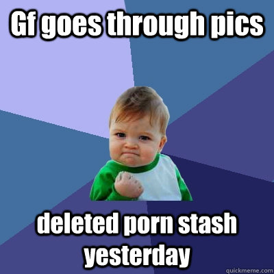gf goes through pics deleted porn stash yesterday - Success Kid