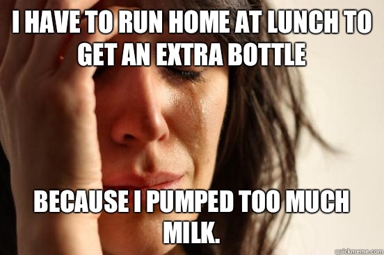 I have to run home at lunch to get an extra bottle Because I - First World Problems