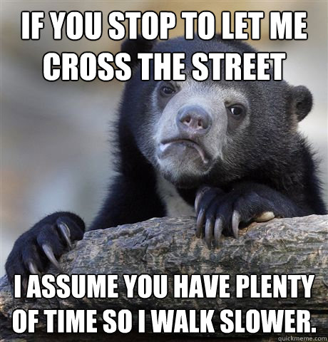 if you stop to let me cross the street i assume you have ple - Confession Bear