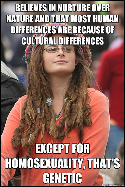 believes in nurture over nature and that most human differen - College Liberal