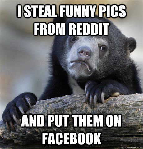 i steal funny pics from reddit and put them on facebook - Confession Bear