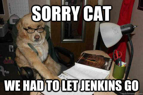 sorry cat we had to let jenkins go -
