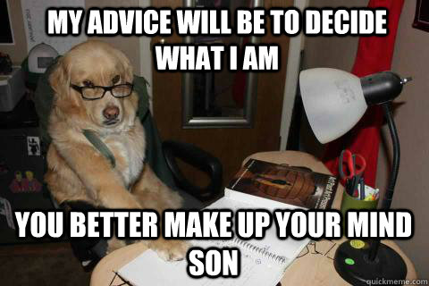 my advice will be to decide what i am you better make up you - Financial Advice Dog