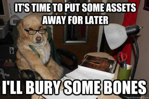 its time to put some assets away for later ill bury some b - Financial Advice Dog