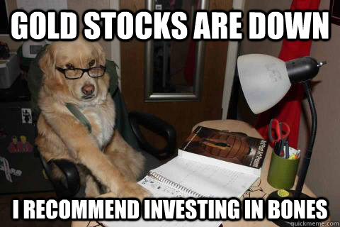 gold stocks are down i recommend investing in bones - Financial Advice Dog