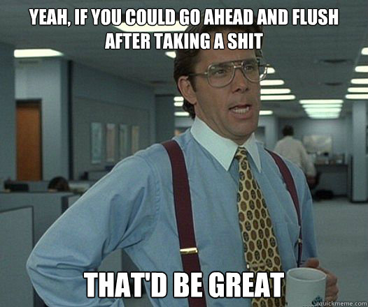 yeah if you could go ahead and flush after taking a shit th - Thatd be Great
