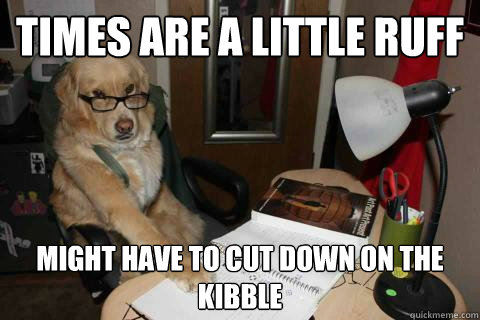 times are a little ruff might have to cut down on the kibble - Financial Advice Dog