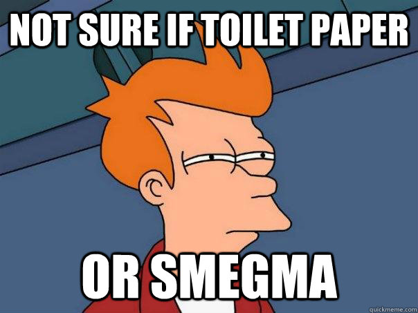 not sure if toilet paper or smegma - Futurama Fry