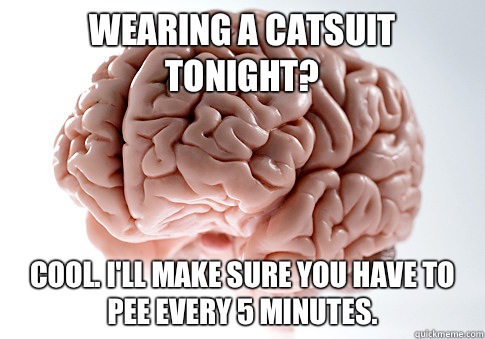 Wearing a catsuit tonight Cool Ill make sure you have to pee - Scumbag Brain