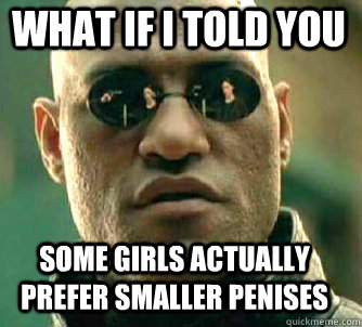 what if i told you some girls actually prefer smaller penise - Matrix Morpheus