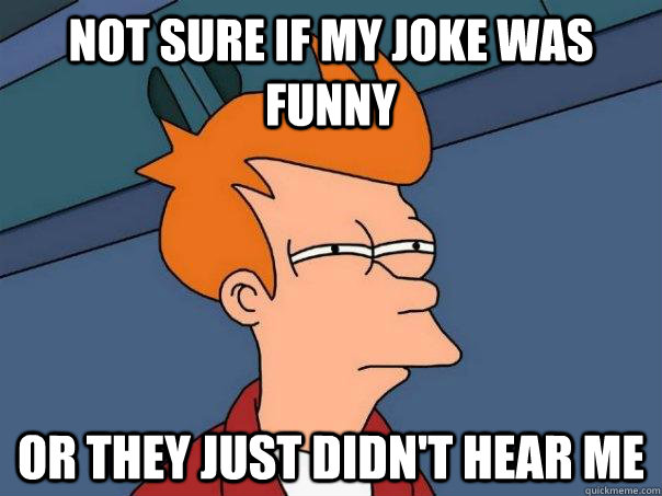 not sure if my joke was funny or they just didnt hear me - Futurama Fry
