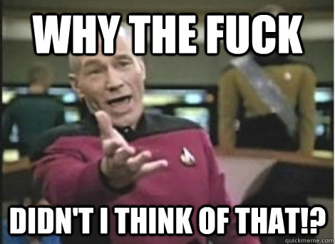 why the fuck didnt i think of that - ANNOYED PICARD
