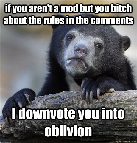 if you arent a mod but you bitch about the rules in the com - Confession Bear