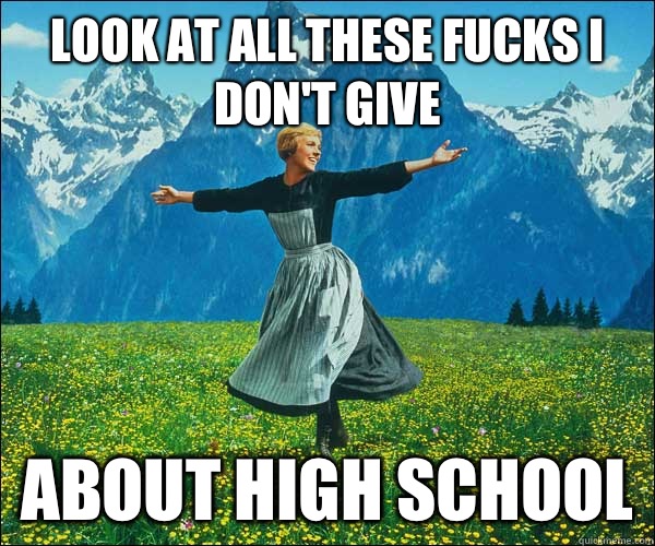 Look at all these fucks I dont give About high school - look at all these fucks i dont give