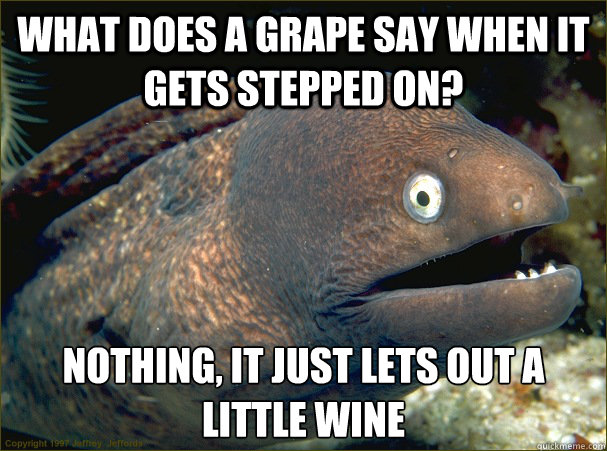 what does a grape say when it gets stepped on nothing it j - Bad Joke Eel