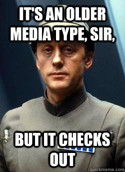 its an older media type sir but it checks out - Older Code Sith