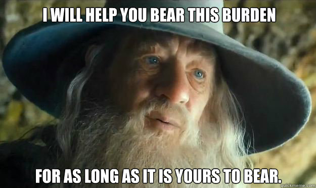 i will help you bear this burden for as long as it is yours - Gandalf