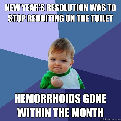 new years resolution was to stop redditing on the toilet he - Success Kid