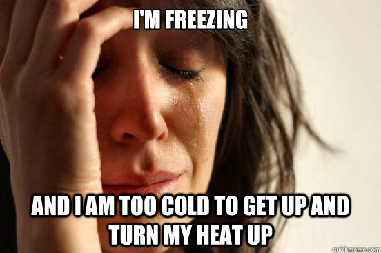 im freezing and i am too cold to get up and turn my heat up - First World Problems