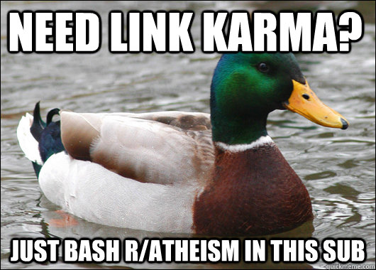need link karma just bash ratheism in this sub - Actual Advice Mallard