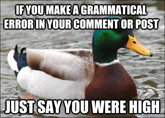 if you make a grammatical error in your comment or post just - Actual Advice Mallard