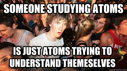 someone studying atoms is just atoms trying to understand th - Sudden Clarity Clarence