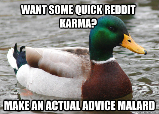 want some quick reddit karma make an actual advice malard - Actual Advice Mallard