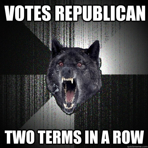 votes republican two terms in a row - Insanity Wolf