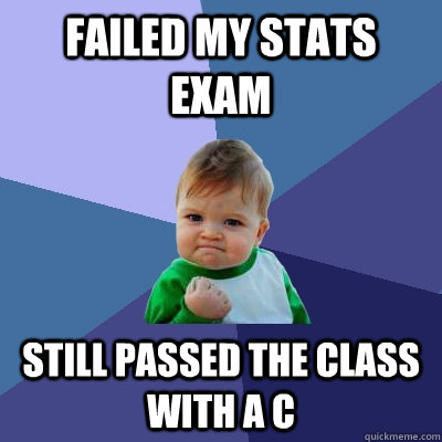 failed my stats exam still passed the class with a c - Success Kid