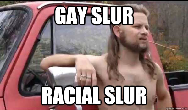 gay slur racial slur - Almost Politically Correct Redneck