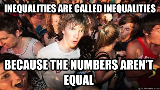 inequalities are called inequalities because the numbers are - Sudden Clarity Clarence