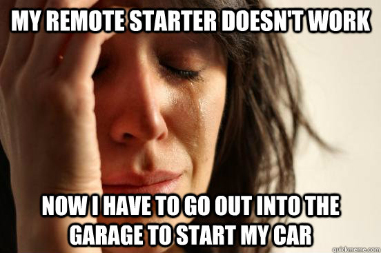 my remote starter doesnt work now i have to go out into the - First World Problems