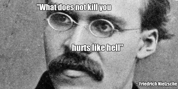 what does not kill you hurts like hell fr - Friedrich Nietzsche Insanity