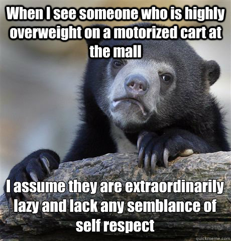when i see someone who is highly overweight on a motorized c - Confession Bear