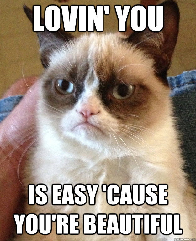 lovin you is easy cause youre beautiful - Grumpy Cat