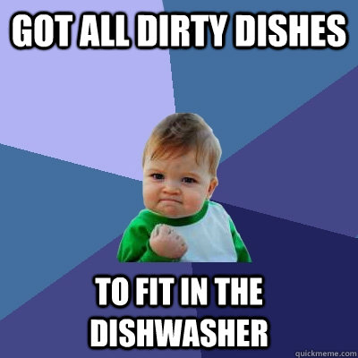 got all dirty dishes to fit in the dishwasher - Success Kid