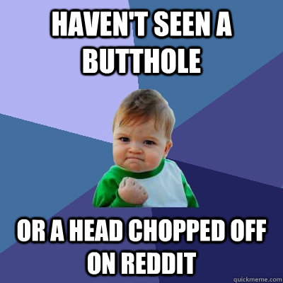 havent seen a butthole or a head chopped off on reddit - Success Kid
